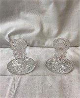 Pair Of Glass Taper Candle Holders