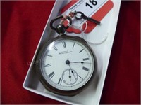 Waltham keywind pocket watch - coin silver case, c