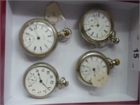 4 pocket watches - mostly Waltham (AS IS)