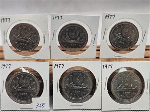 6-1977 1 DOLLAR COINS