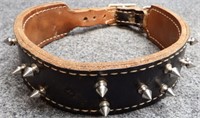 Large Leather Spiked Dog Collar