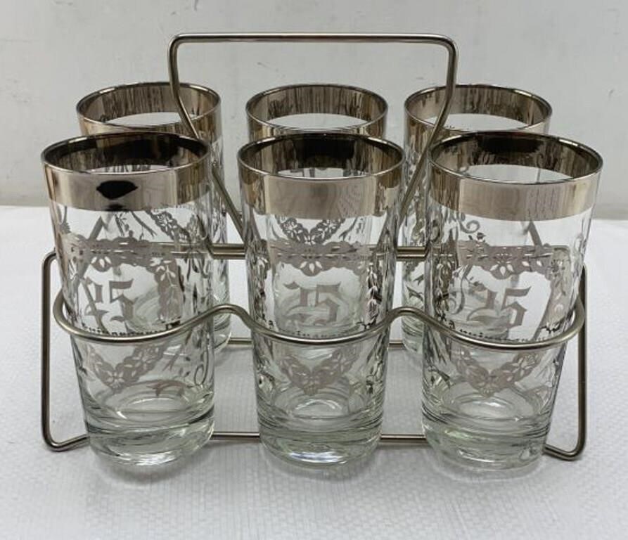 Set of 6 25th Anniversary glasses