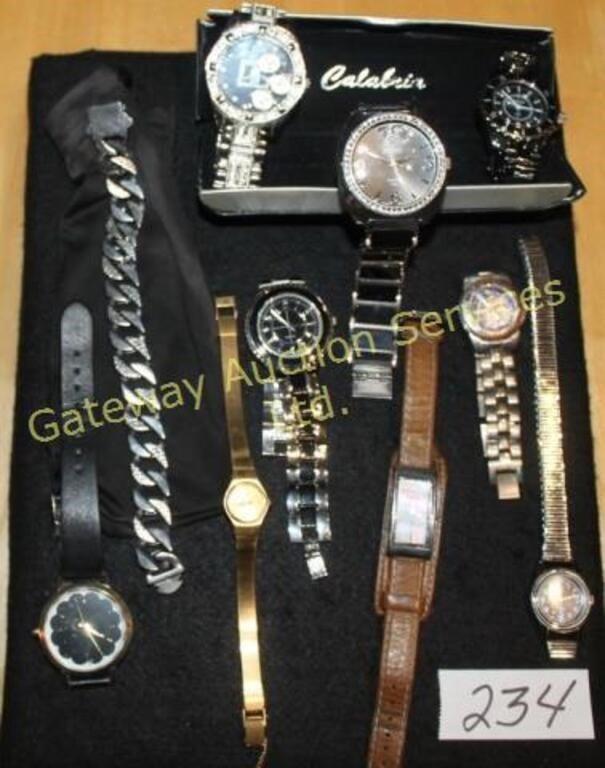 Assortment of 9 Watches & 1 mans Bracelet
