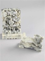 Vintage Soapstone Bookend & Dragon Carvings