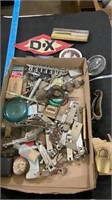 Assortment of bottle openers and vintage decor