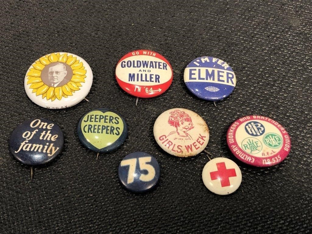 Vintage Political Pins & Other Buttons