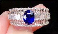 1ct Royal Blue Sapphire Ring 18K Gold