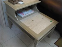 Stepback table with tile  top