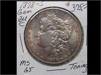 GEM BU MS65 - 1878-S MORGAN SILVER DOLLAR