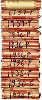 (10) Rolls 1930's Wheat Cent Penny Lot