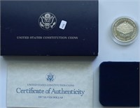 PROOF CONSTITUTION SILVER DOLLAR W BOX PAPERS