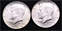 TWO 1964 KENNEDY HALF DOLLARS