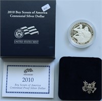 PROOF BIOY SCOUTS SILVER DOLLAR W BOX PAPERS