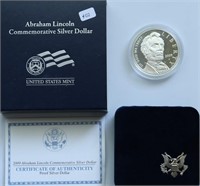 PROOF LINCOLN SILVER DOLLAR W BOX PAPERS
