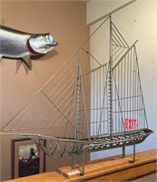 48" Metal Ship Skeleton Model Nautical Decor
