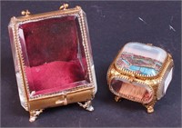 A small glass jewelry casket marked Chicago 1893