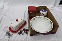 CHRISTMAS BUTTER HOLDER AND PLATE