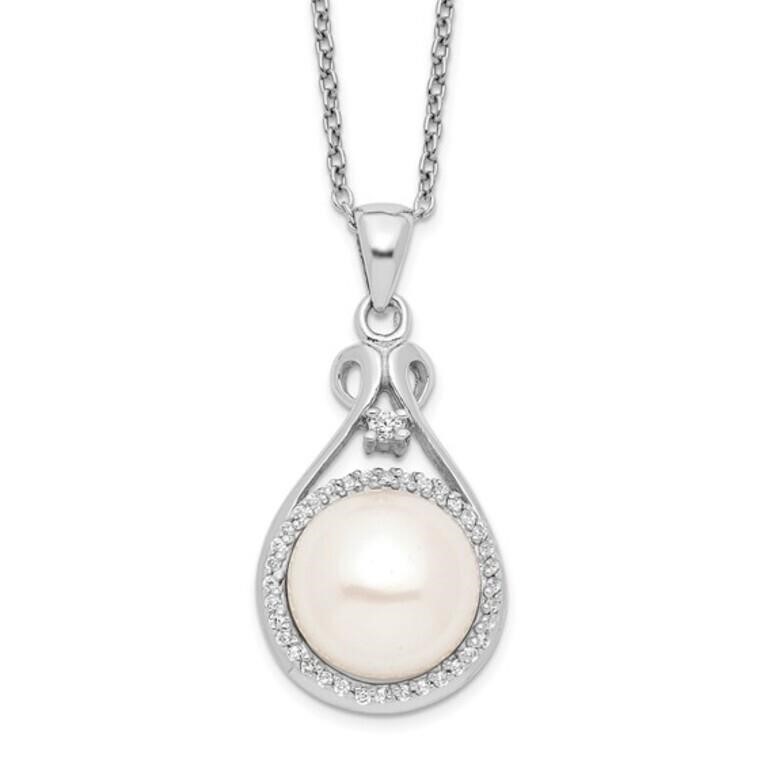 Sterling Silver White FWC Pearl Necklace