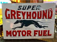 20 x 14” Super Greyhound Motor Oil Metal Embossed