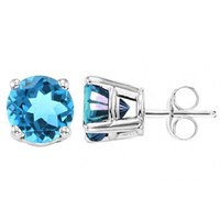 5MM Round Cut Sky Blue Topaz 1.2CTW Stud Earrings