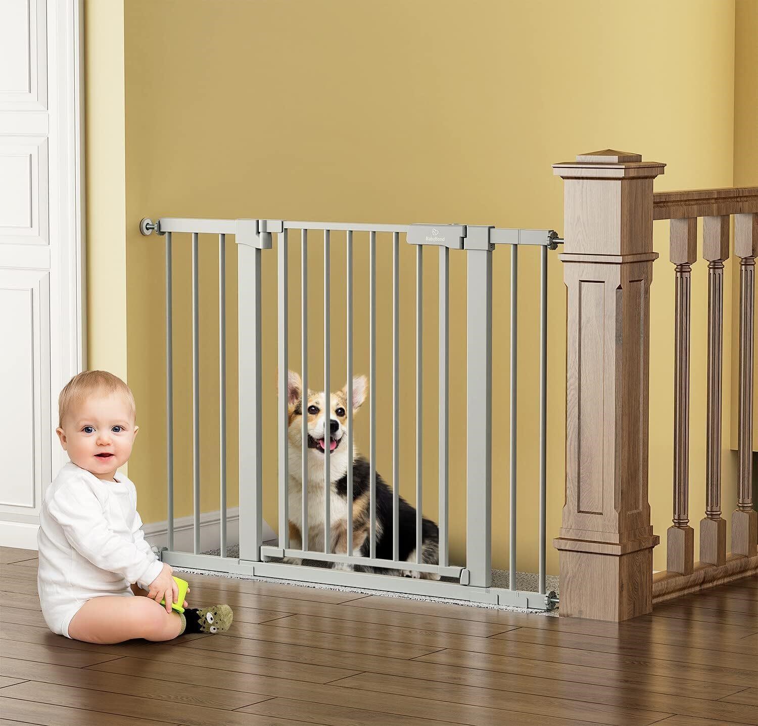 27-43 Gray Baby and Pet Gate with Mounting Kit