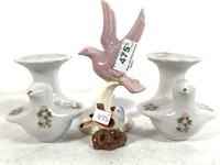 Metlox ceramic bird sculpture & bird vase