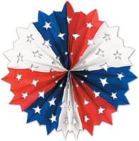 Club Pack of 12 Patriotic Star Fan Decorations