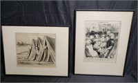 Pair of framed lithographs