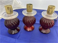 3 Glass Candle Sticks Avon