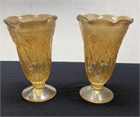Iris Herringbone Peach Marigold vases