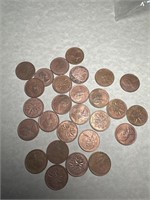 26 Canadian Pennies