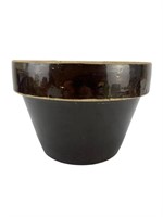 Vintage Brown Glaze Stoneware Flowerpot