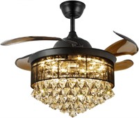 42 Crystal Fan  Retractable  Dimmable