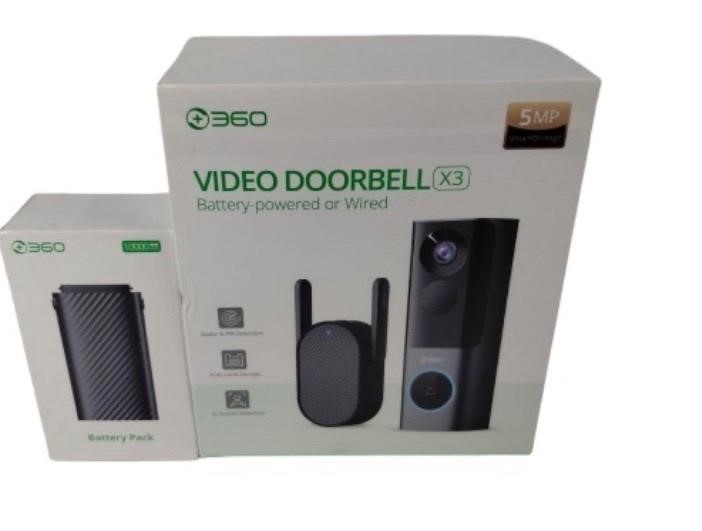 NEW 360 Video Doorbell X3 Battery-Powered or Wired