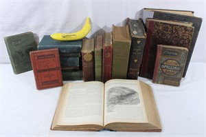 16pc 1800s Books McGuffey's Spelling, Red Pottage+