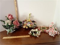 Faux Floral Arrangements In Bowls, Candle Rings &