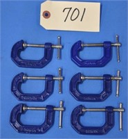 Set of (6) Irwin 1" C-clamps