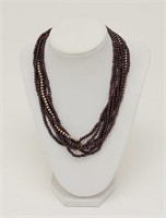 Garnet and Silver Multi-Strand Necklace