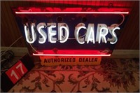 PORCELAIN AND NEON USED CAR AUTHORIZED DEALR SIGN
