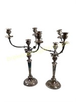 Pair Tall Silver on Copper Candleabra