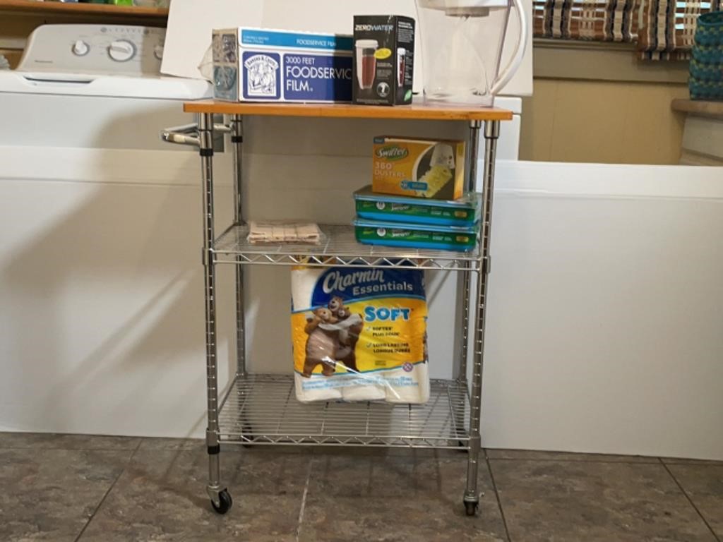 Rolling Cart, Swiffer Pads, Aluminum Foil