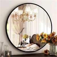 New HARRITPURE Round Mirror 18" Black Wall Mounted