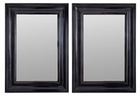 Modern Ebonized Wood Wall Mirrors, Pair