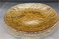 Art Glass Bubble Plate Amber