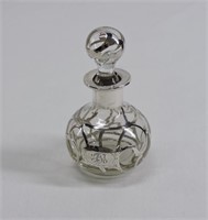 Antique Silver Overlay Perfume Scent Bottle