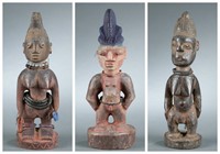 3 Yoruba Ibeji twin figures, 20th century.