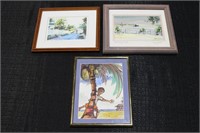 3 Framed Beach Scenes, Grand Cayman, Harbor Island