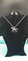 Horse Pendant Necklace & Earrings