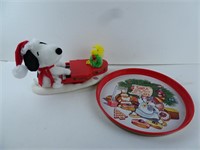 Lot of 2 Christmas Items - Musical Plush Snoopy &