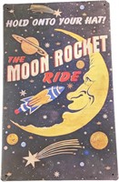 Vintage Style The Moon Rocket Ride Tin Sign